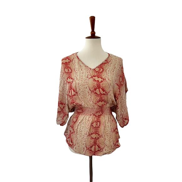 Parker Womens Silk Snake Print Butterfly Sleeve Blouse Top XS - Picture 1 of 8